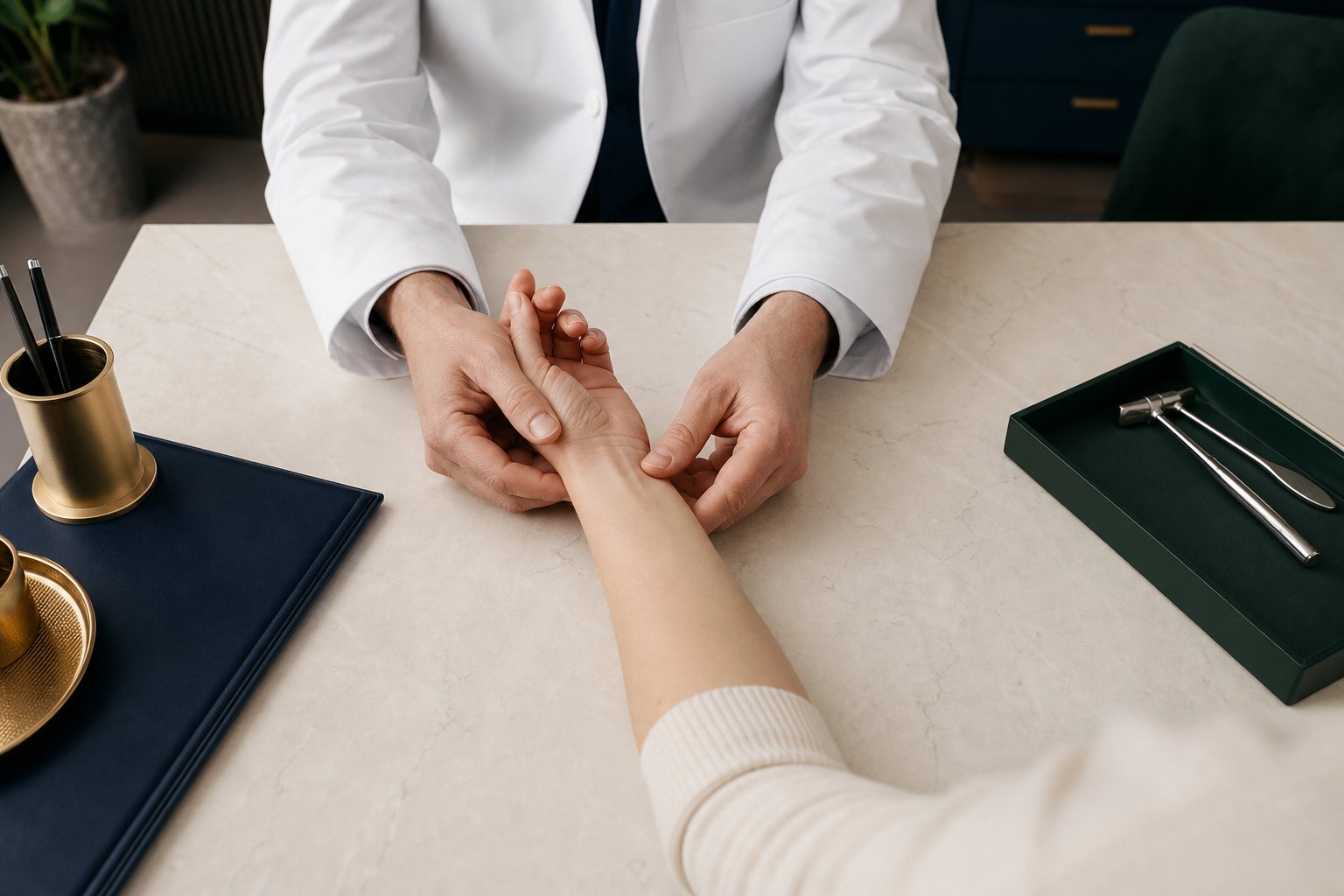 Consultation médicale pour syndrome du canal carpien
