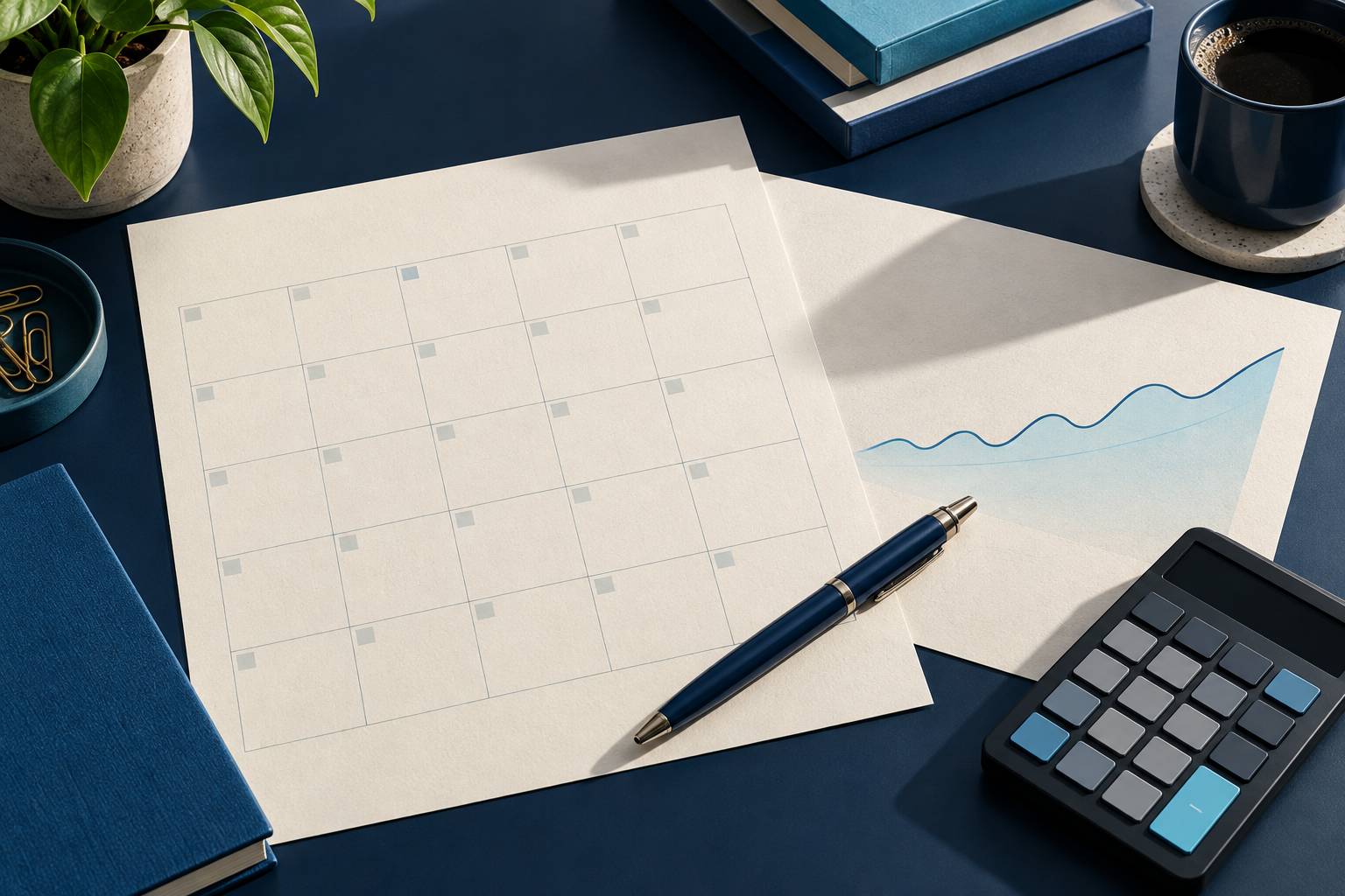 Gros plan sur un calendrier et un graphique aux chiffres illisibles